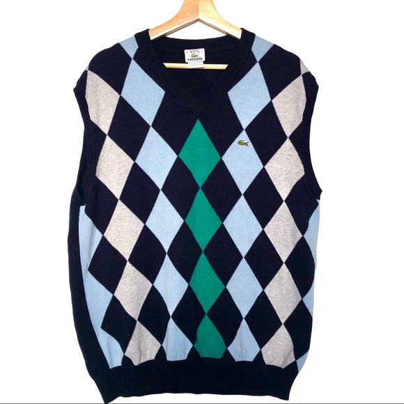 Lacoste Mens Vneck Argyle Sweater Vest 